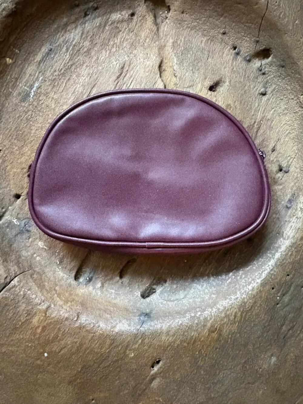 Vintage Aigner oxblood burgundy leather? cosmetics pouch makeup bag travel 1980s